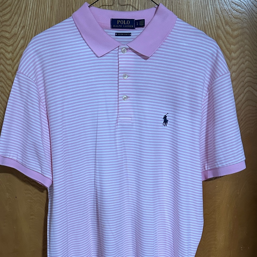 Polo by Ralph Lauren Light Pink Striped Polo Shirt